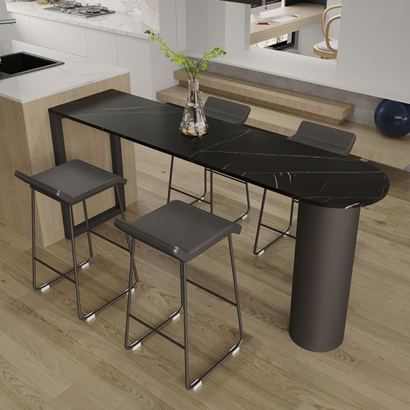 PU Leather Barstools Industrial Metal Armless Bar Stool with Footrest