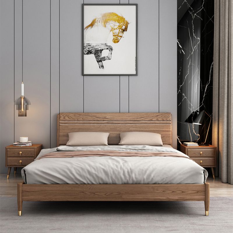 Solid Color Rectangular Panel Bed Panel Ash Standard Bed with Headboard