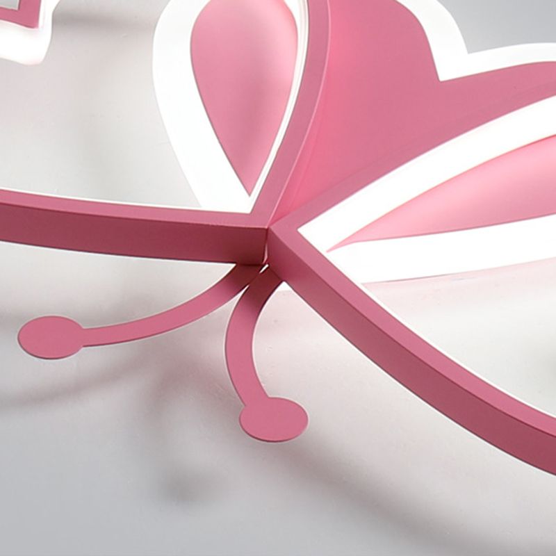 Contemporary Butterfly Flush Light Metal 3 Light Flush Mount Ceiling Fixture