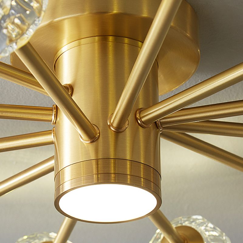 Glass Round Shape Flush Ceiling Light Modern Style Multi-Lights Flush Mount Lighting