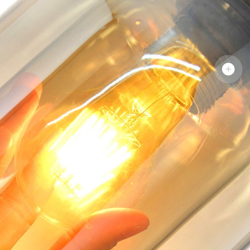 Lámpara de luz de drogadictos de tubo moderno lámpara montada en la pared del dormitorio de 1 luz con sombra de hierba de coñac