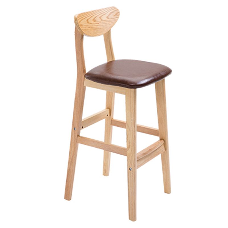 Modern Dessert Shop Oak Wood Stool Matte Finish Upholstered Bar Stools