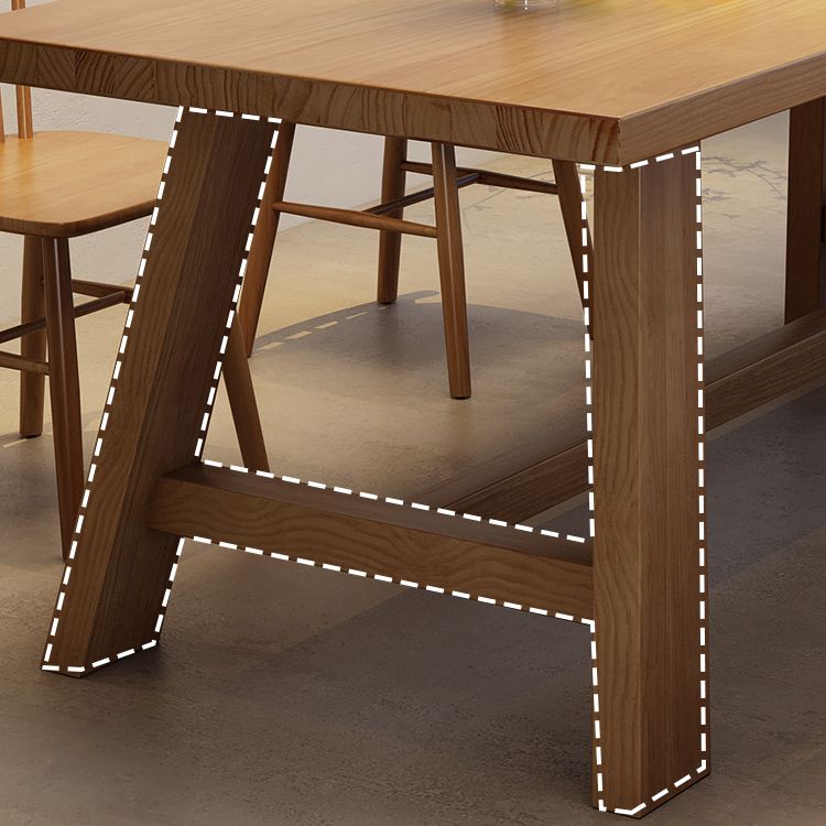 Industrial Style Dinette Table Rectangle Solid Wood Dinner Table in Brown
