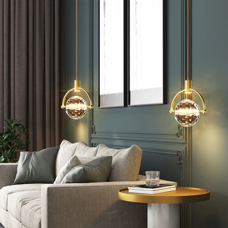 Elektroplate IJzeren hanglamp in moderne luxe stijl kristallen wereldhangende lamp voor slaapkamer