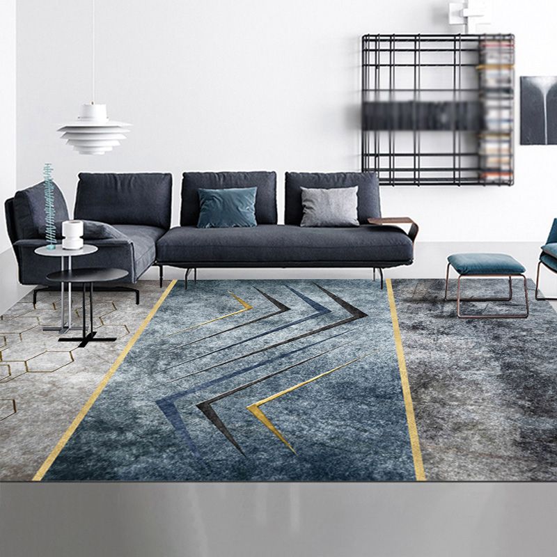 Ash Black Modern Rug Polyester Grafisch Tapijten Niet-slip achterste tapijt voor woonkamer