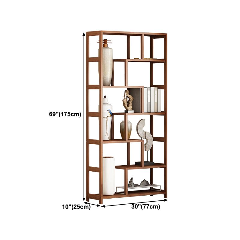 Etagere Shelf Bookcase Brown Vertical Bookshelf for Home Office