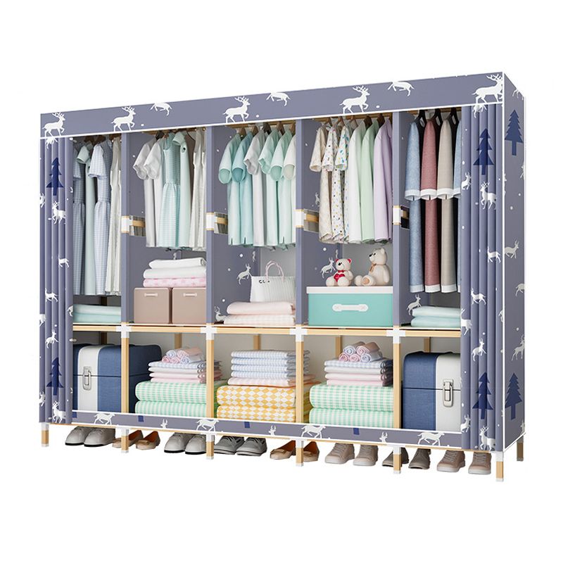 Contemporary Style Wardrobe Armoire Solid Wood Bedroom Wardrobe Closet with Shelves