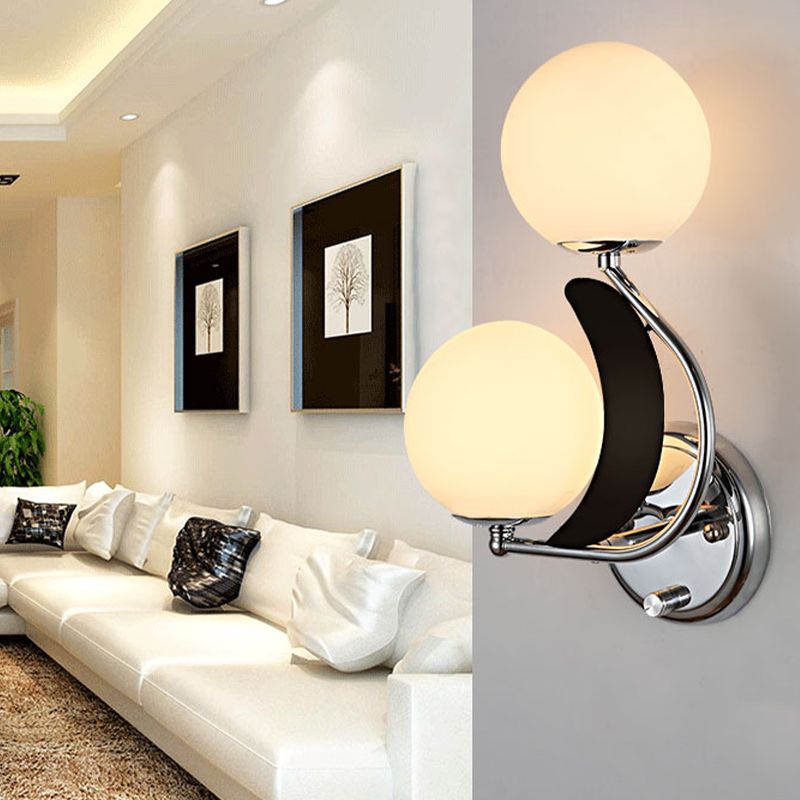 Luminaires d'éclairage Globe Sconce MODERNE LIGHT SIGHT SIGHT LAME MURD AVEC LA COMMANDE D'HERBE BLANC
