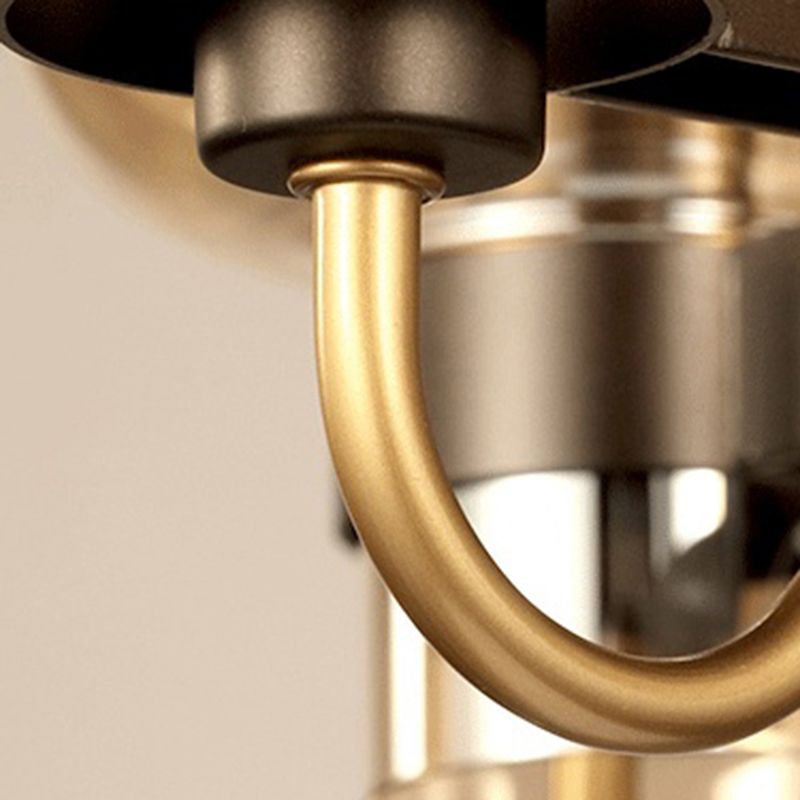 Cone Island Lighting Modernist Clear/Amber/Smoke Glass 6/8 Lights Black/Brass Ceiling Pendant Lamp with Linear Design