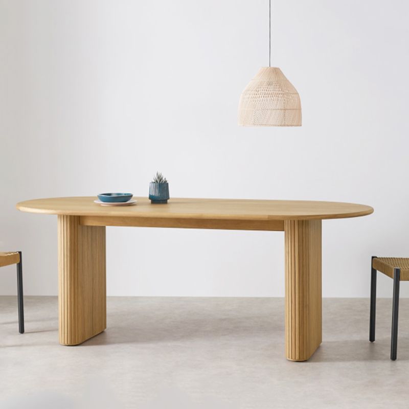 Modern Natural Base Table Oval Wood Top Dinner Room Kitchen Table