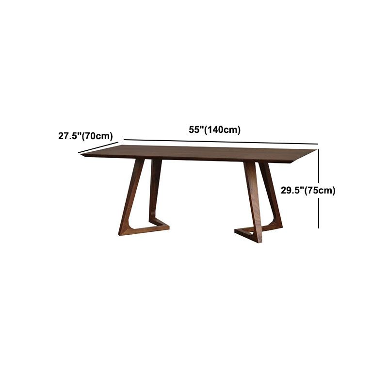 Solid Wood Top Dining Table Traditional Luxury Table with Sled Base in Brown