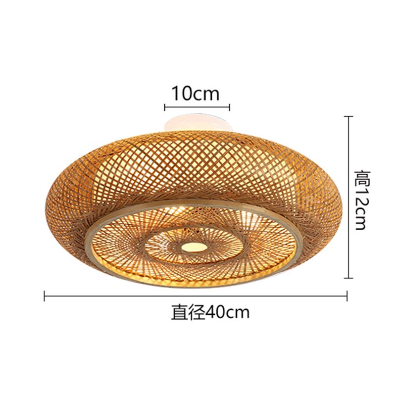 Plafonniers à montage encastré à tambour arrondi japonais plafonnier à montage encastré en bambou pour chambre à coucher