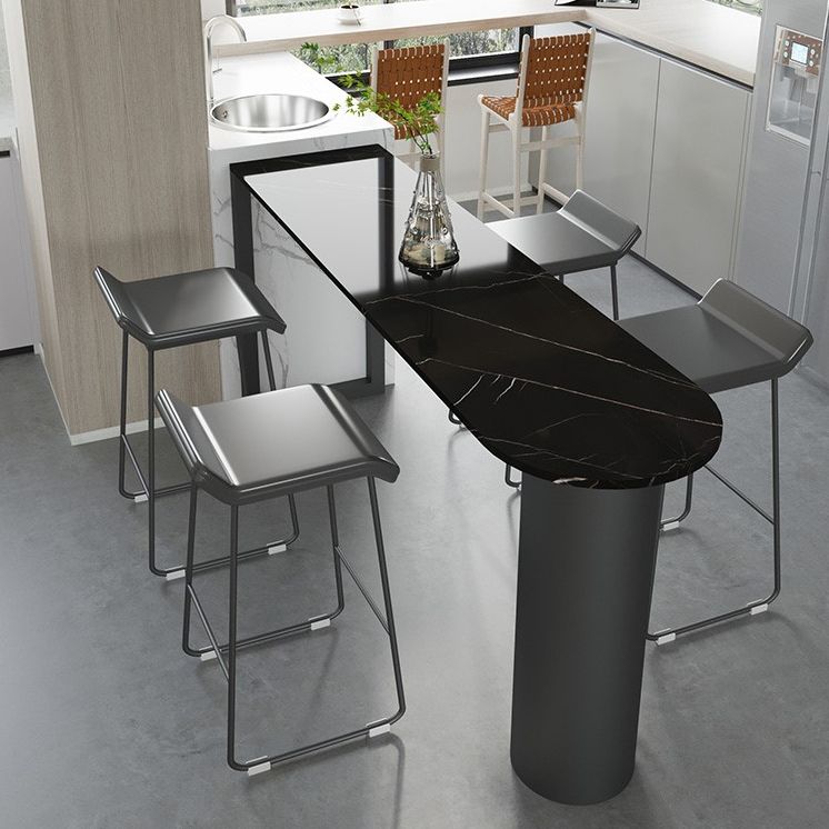 Marble Modern Double pedestal Patio Bar Table Indoor Bistro Bar Height Cocktail Table