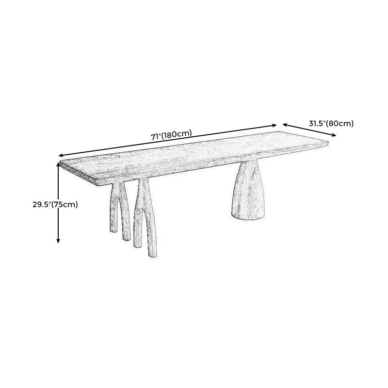 Modern Style 3 Legs Base Design Brown Pine Rectangular Coffee Table