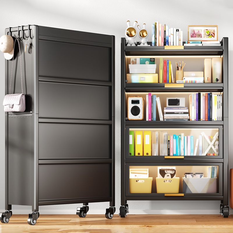 Standard Metal Bookshelf Glam Closed Back Bookcase with Cabinets