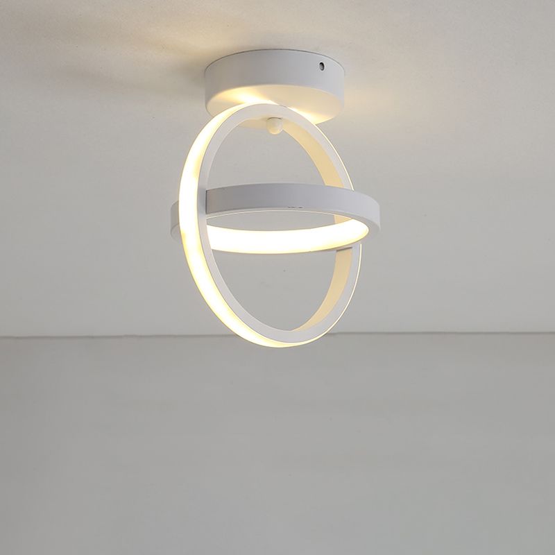 Plafonnier à cercle croisé noir/blanc, luminaire LED simple en métal, lumière chaude/blanche