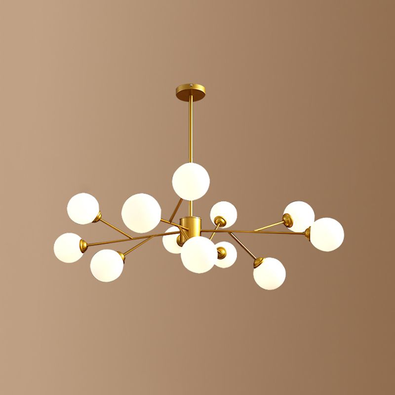 Contemporary Gold Frame Chandelier Light Fixtures Glass Hanging Chandelier for Bedroom
