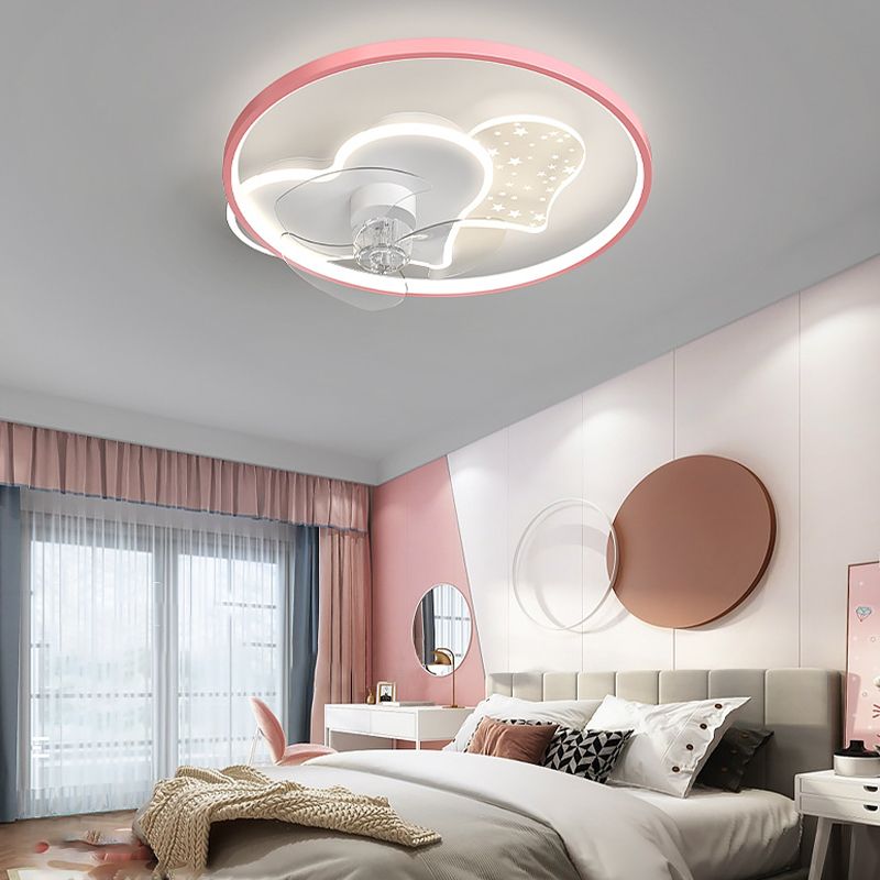 3-Blade Children Ceiling Fan Acrylic Blue/Pink Fan with Light for Bedroom