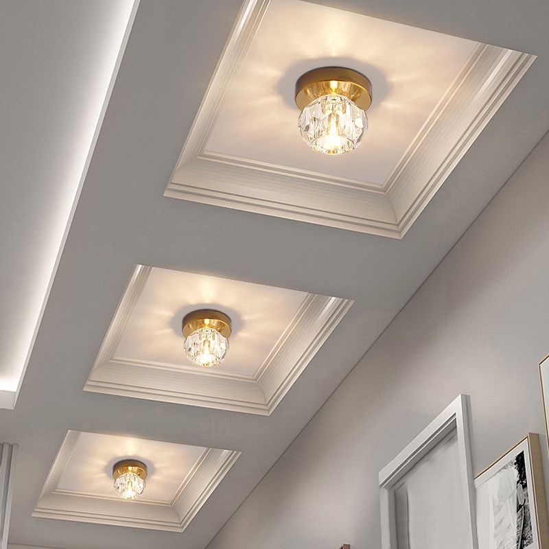 Luz de techo empotrada de pasillo de cristal facetado con montaje empotrado LED con forma de brote moderno