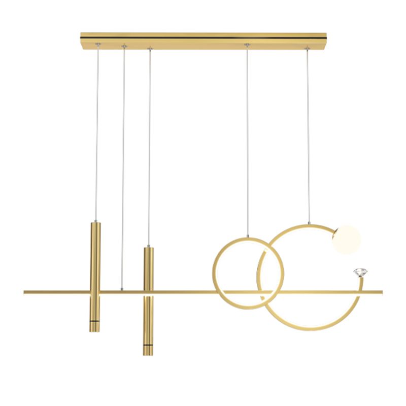 6-Light Linear Island Lighting Contemporary Metal Island Lights for Dining Room