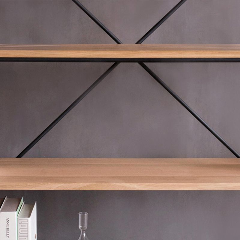 Industriële open etagere boekenplank van 5 plank met ijzeren frame dennenhoutplank