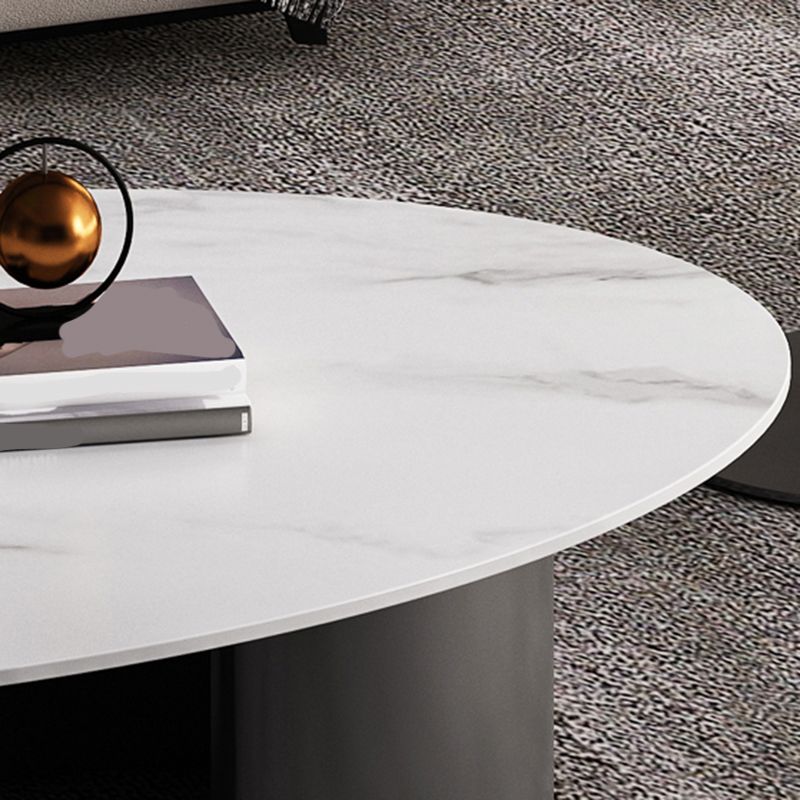 15"H Glam Coffee Table Slate Oval Single Coffee Cocktail Table