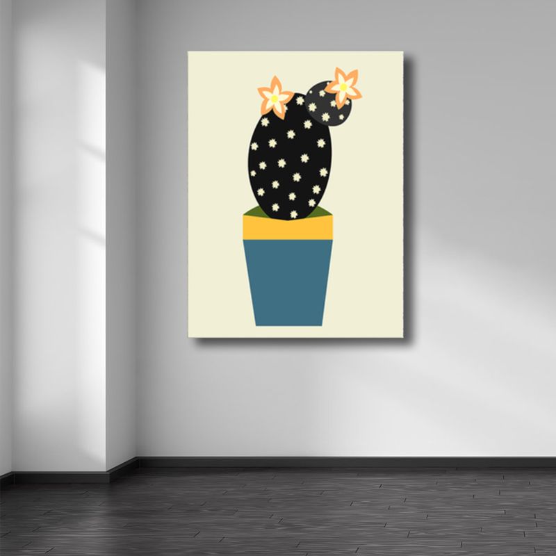 Cactus Potting Art Print Texturé Décoration murale intérieure de maison scandinave en couleur claire