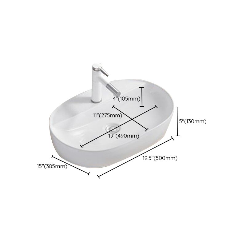 Modern Wash Stand Porcelain Rectangular with Drain Assembly and Pop-Up Drain Vessel Sink
