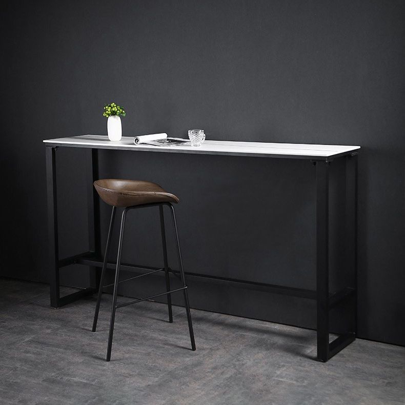 Evento de reposapiés rectángulo moderno y mesa de cóctel Mesa de bar de patio de pizarra negra