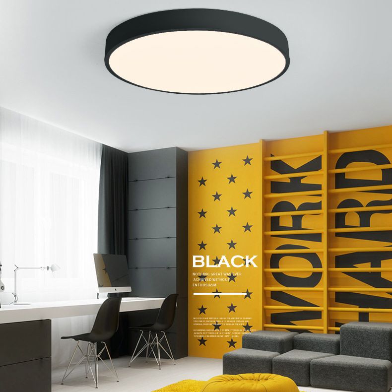 Nordic macaron LED plafonnier rond acrylique abat - jour chambre en fonte bordure