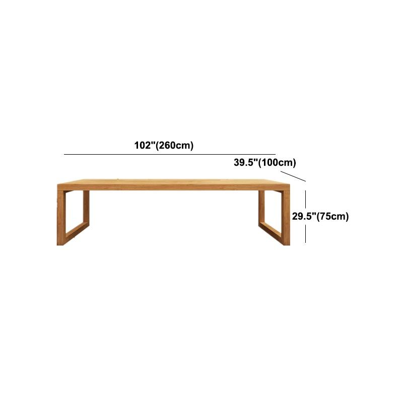 Natural Dining Table with Sled Base Rectangle Modern Solid Wood Dining Site Table