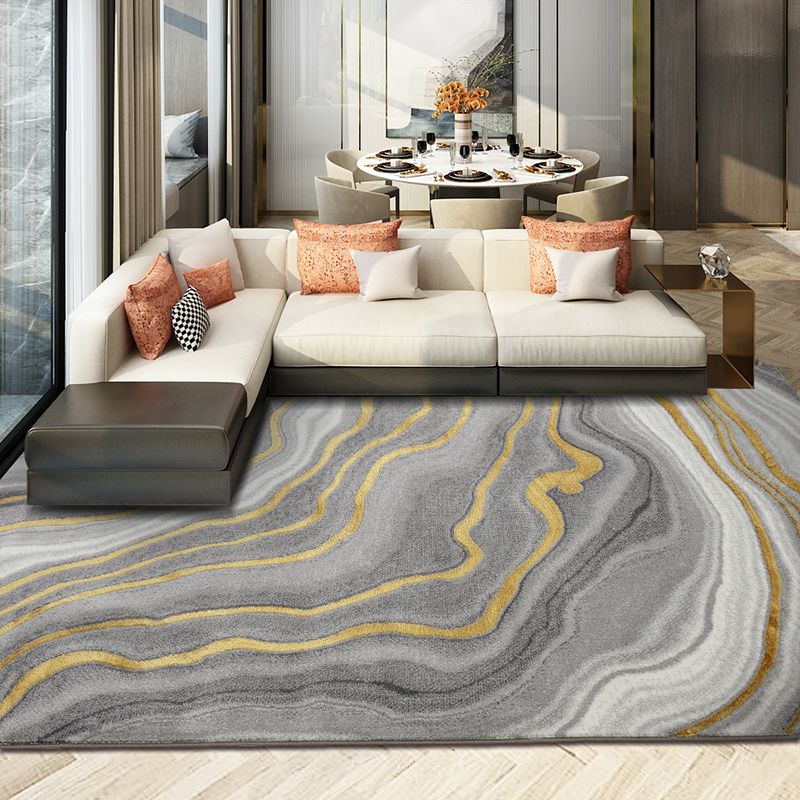 Minimalist Geometric Print Rug Multi Colored Polypropylene Area Carpet Non-Slip Backing Stain-Resistant Area Rug for Room