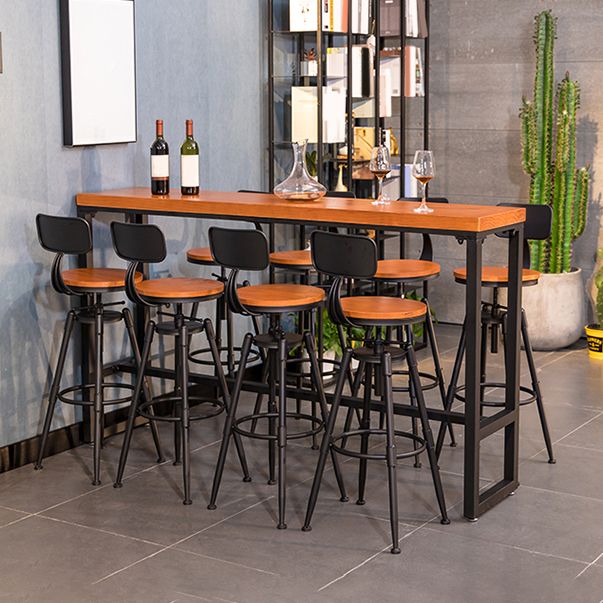 Industrial Solid Wood Bar Table Set 1/5/9 Pieces Counter Table with High Stools