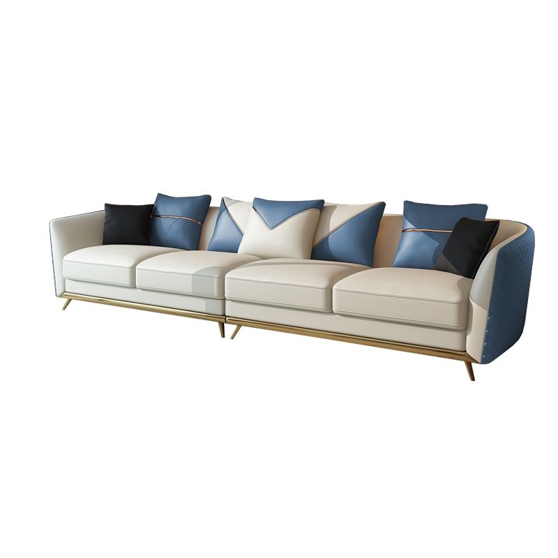Leather Tuxedo Arm Sectional Sofa 29.53"High Modern Cushion Back Sofa