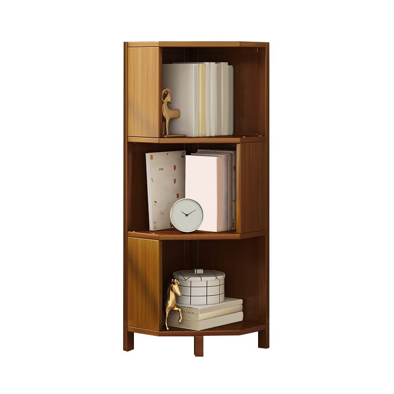 Mid-Century Modern Corner Cabinet with Shelves and Straight Legs in Brown
