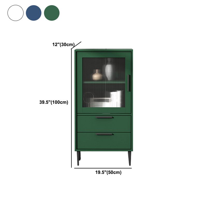 Modern Wooden Accent Cabinet with Glass 1-Door and 2 Drawers