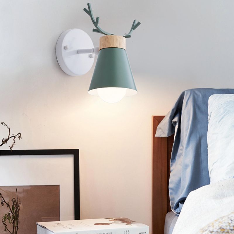 Macaron Antlers Wall Sconce Metal 1 Light Sconces for Bedroom