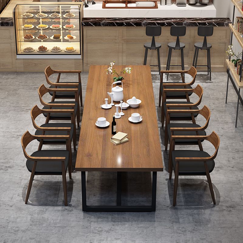 Industrial Solid Wood Table for Restaurant Dining Table with Trestle Base