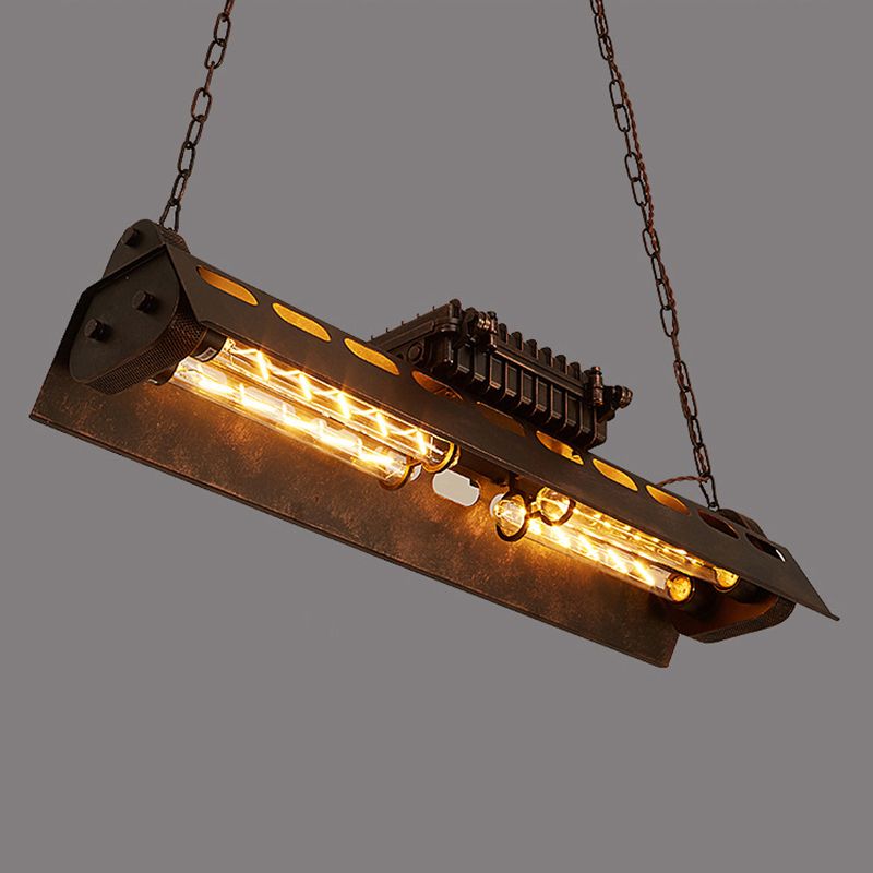 4-Light Steam Train Hanging Lamp Art Decor Industrial 4-Bulb Rust Finish Metal Island Lighting