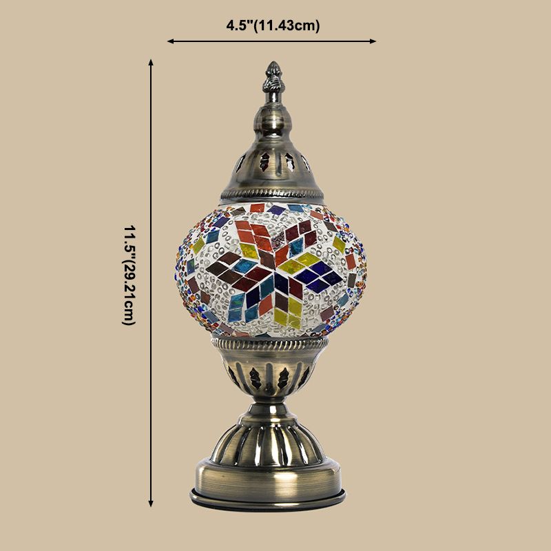 Lampada da tavolo con paralume in vetro stile asiatico, lampada da tavolo a mosaico turco