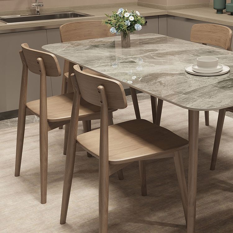 Rectangle Shaker Style Dining Table 4 Solid Wood Brown Legs Dining Table