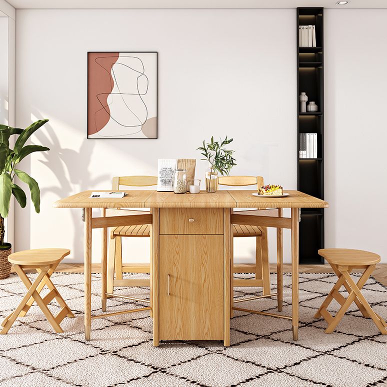 Mid-Century Modern Dining Table Solid Wood Drop-Leaf Dining Table for Home