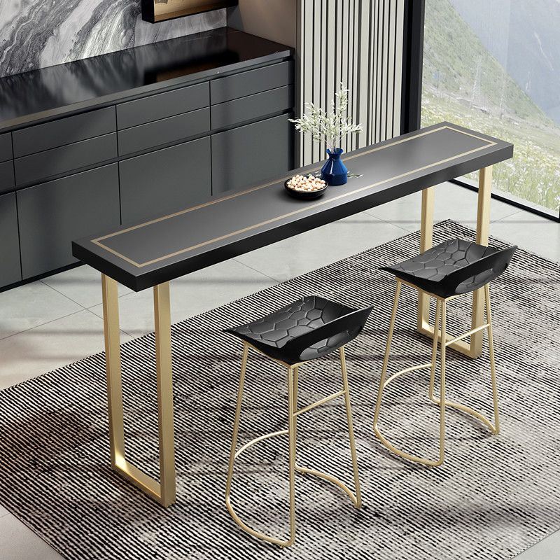 Wood Top Cocktail Bar Table Nordic Gold Frame Bar Height Table for Dining Room