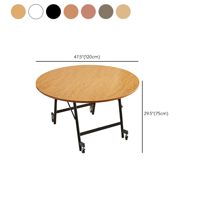 Modern Foldable Round Dining Table Metal Base for Dining Room