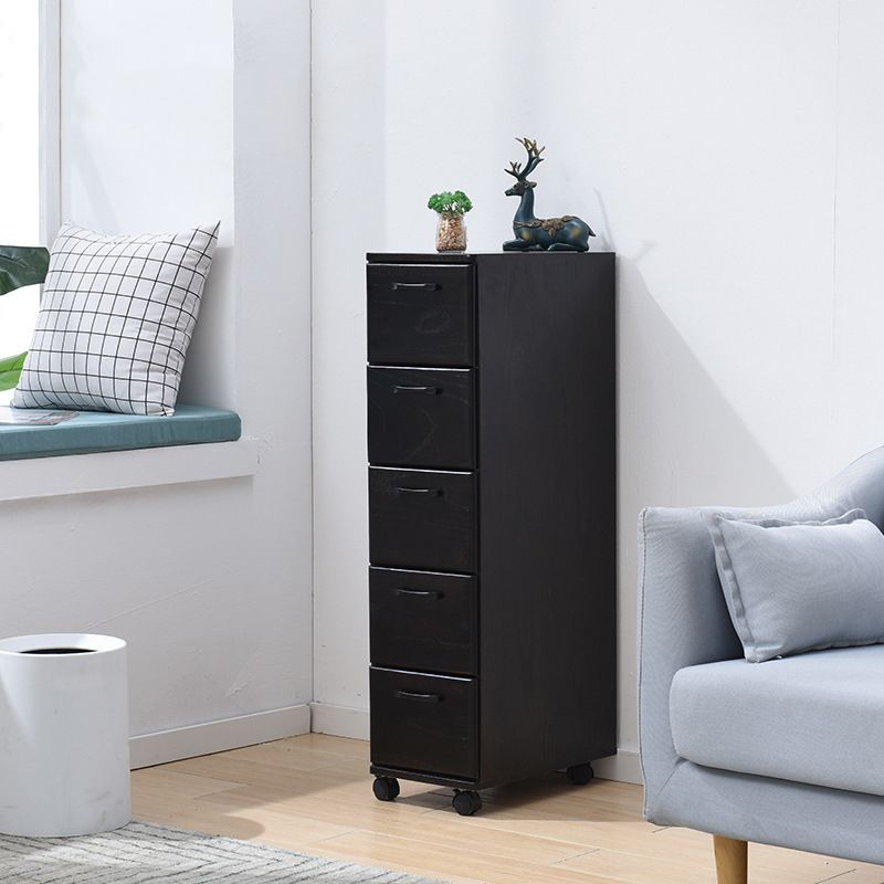 Solid Wood Accent Chest with Drawers 23.62" Wide Chest on Wheels