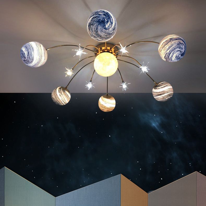 Modern Ceiling Light Glass Shade Flush Mount Lighting Fixture for Bedroom
