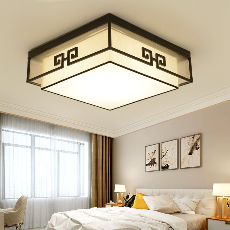 Modern Style Flush Mount Fabric Ceiling Light in Black for Bedroom