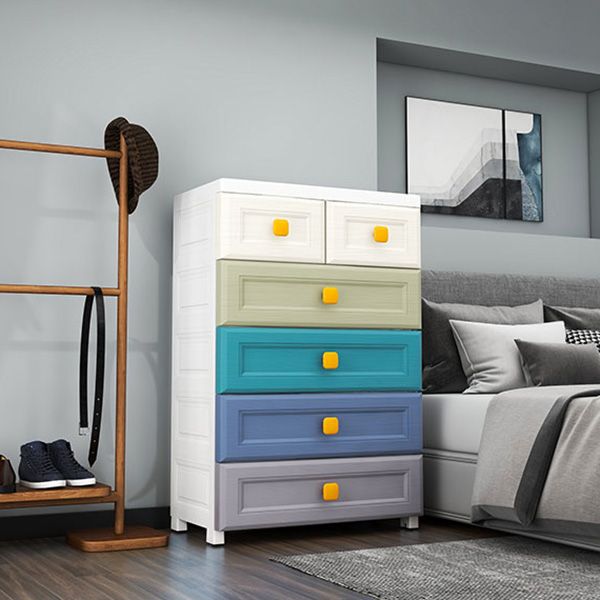 Scandinavian Vertical Plastic Kids Nightstand with Drawers for Bedroom