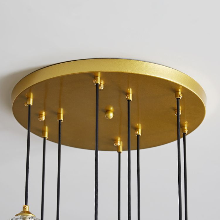 Accesorio de luz colgante sombreada lámpara colgante de oro cristal de estilo moderno para escalera