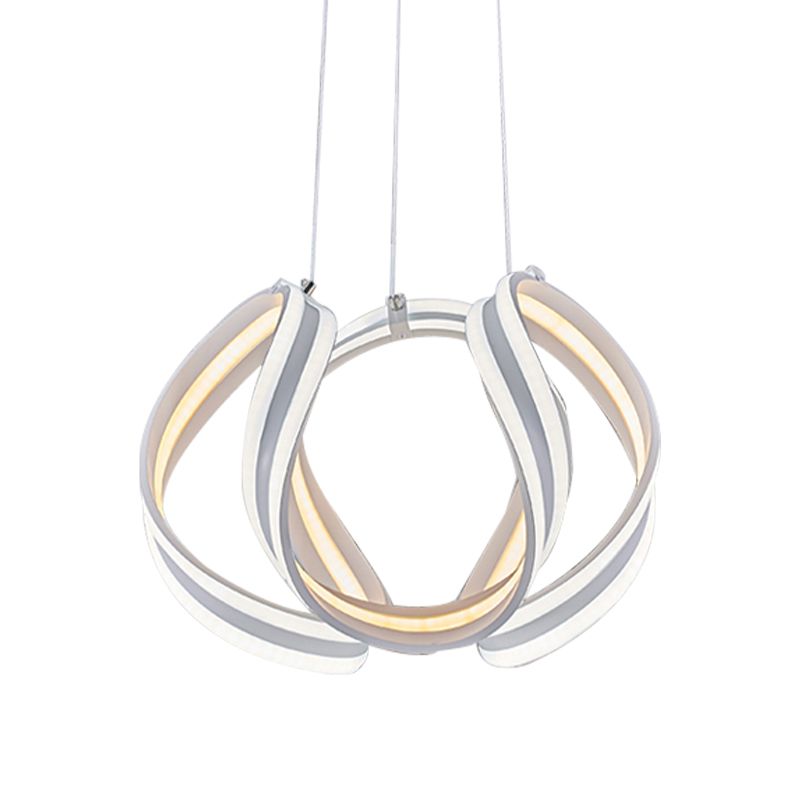 White/Brown Twisted Ceiling Lamp Simplicity Single Light Acrylic Chandelier in Warm/White/Natural Light